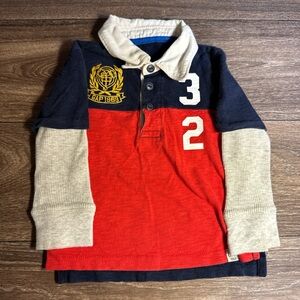 Baby Gap Embroidered Long Sleeve Button Up Polo Shirt Toddler Sz 18-24 m